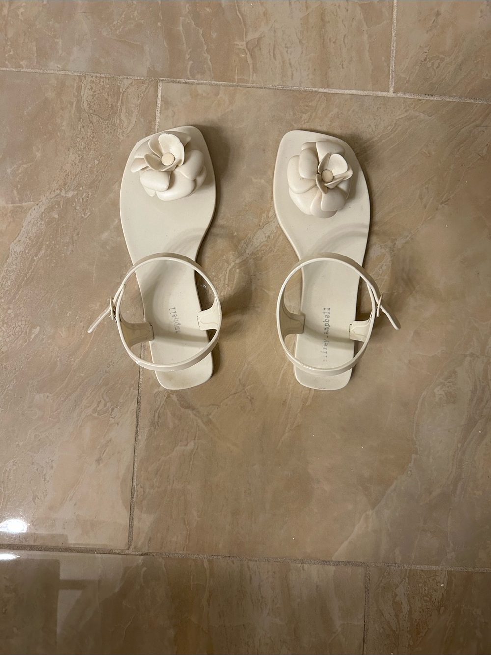 Jeffrey Campbell Cream Floral Strap Sandals